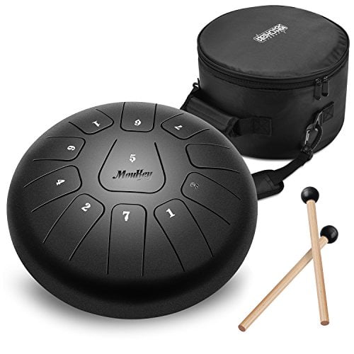 Suitable for Musical Education Concert Mind Healing Yoga 10 inches Steel Tongue Drum 11 tones Fingertips and Padded Travel Bag C Major Chakra Tank Drum with Rubber Mallet